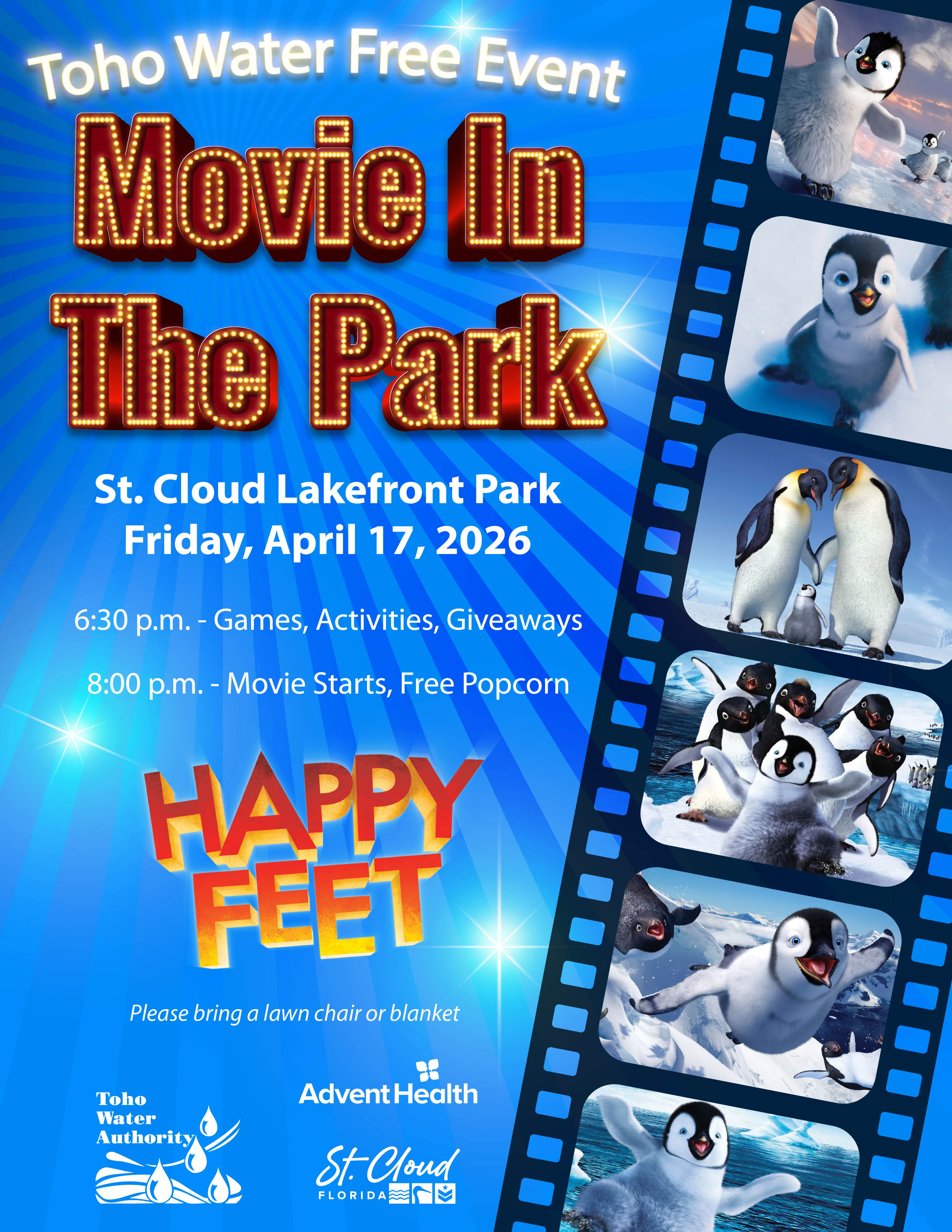 The image is a flyer for the movie Happy Feet as described on this webpage.