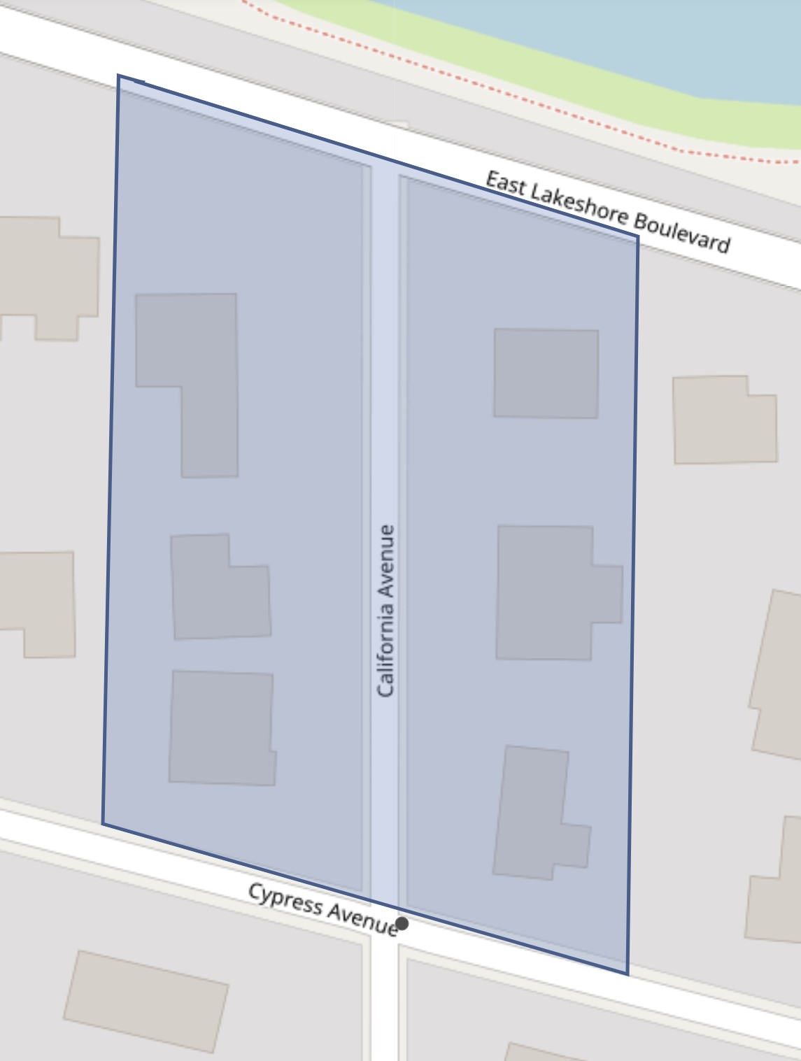 Map shows highlighted in blue customers in the advisory area on California Avenue between Lakeshore Boulevard and Cypress Avenue in St. Cloud.
