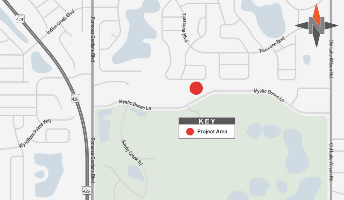 Map shows where the project will take place in the Mystic Dunes area.