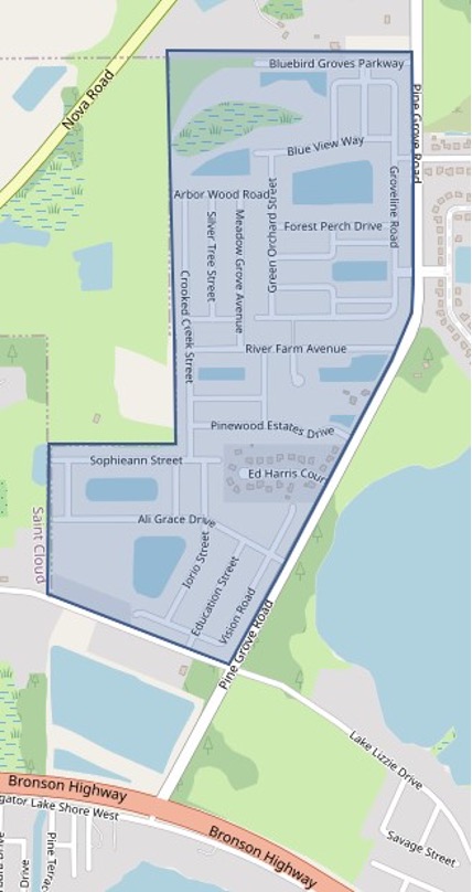 Map show the precautionary boil water advisory area highlighted in blue.