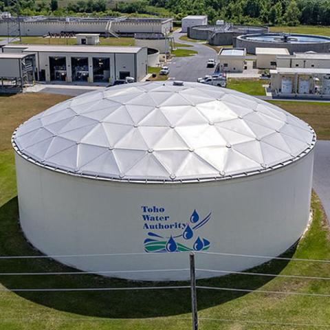 image of storage tank with Toho logo.